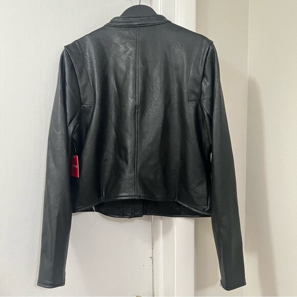 Spanx Black Faux Leather Moto Jacket Size Large - Picture 10 of 16